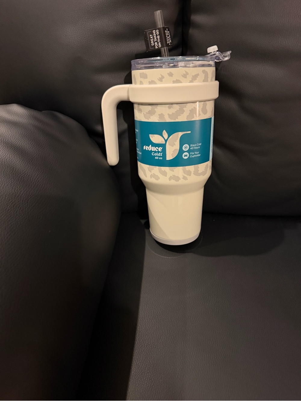 Insulated Cream Travel Tumbler with Handle - reduce